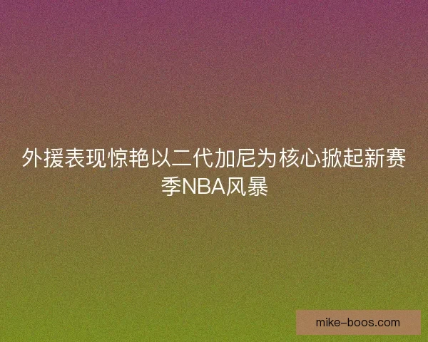 外援表现惊艳以二代加尼为核心掀起新赛季NBA风暴